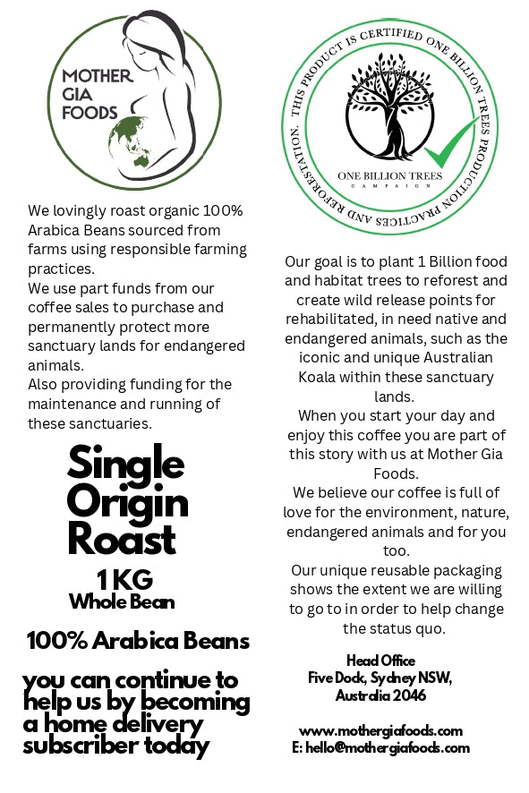 Brazil Whole Bean Single Origin Roasted Coffee 1KG